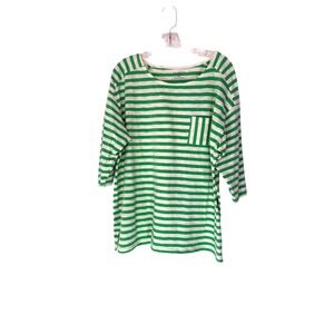 Talbots Plus Petite Shirt Green White Striped Casual Everyday Size 2X Petite